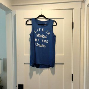 APT.9 Tank Top - LIFE IS BETTER BY THE WATER! Size: Medium, Color: Blue